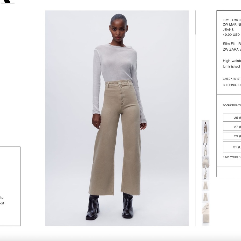 Zara Marine Straight Tan Straight Leg Jeans | Size 4 | STAINED